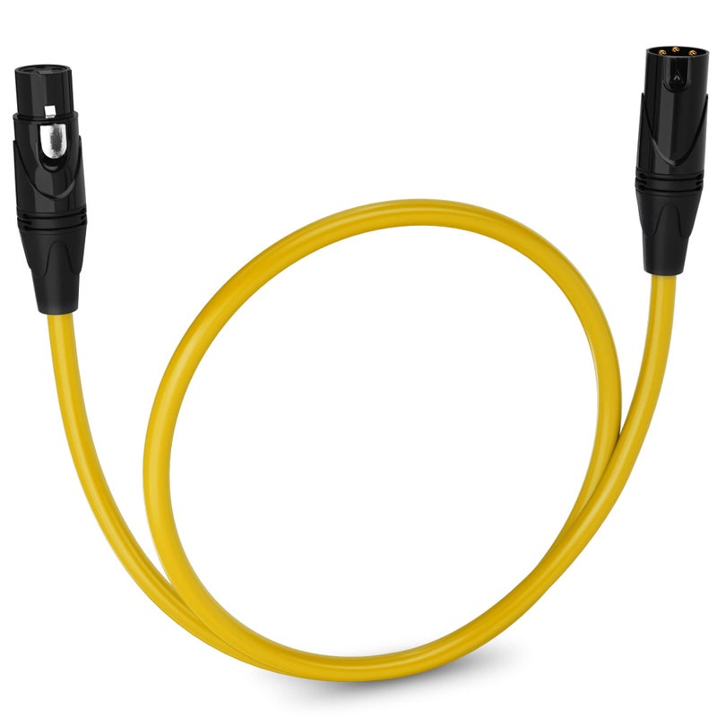 LyxPro 1.5 Feet XLR Microphone Cable Balanced Male to Female 3 Pin Mic Cord for Powered Speakers Audio Interface Professional Pro Audio Performance and Recording Devices - Yellow - Image 1